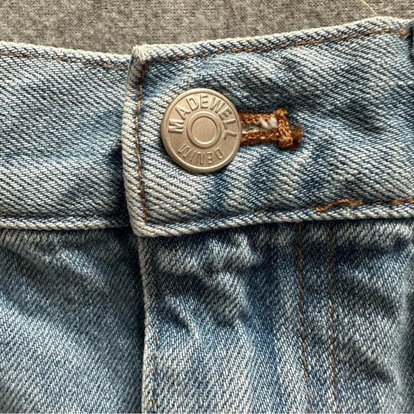 Madewell denim skirt distressed raw hem rigid denim Aline size 28 - Picture 5 of 7